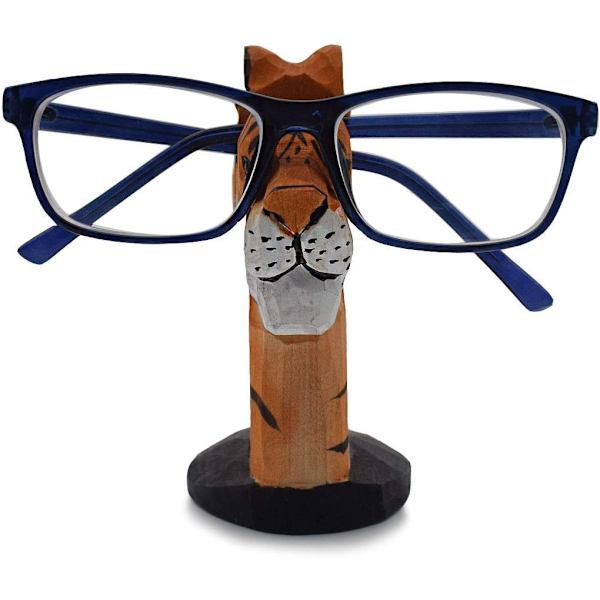 Håndlaget treutskjæring Brille Stativ Brilleholder Solbriller Display Stativ Hjemmekontor Skrivebord Dekor Gave (Tiger)