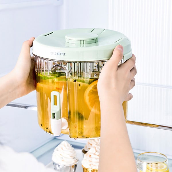 4L Stor Kapacitet Plastik Drikkedispenser, Drikkedispenser Med Hane Is Limonade Juice Beholder Green