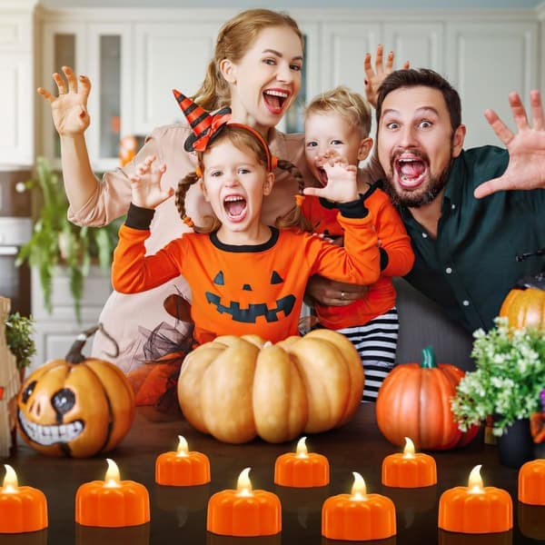 Halloween Pumpkin Lamp - 12-24pcs Flickering Orange Table Lamp Decoration