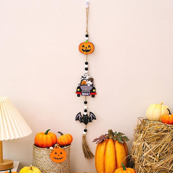 GhostCute Halloween Ambience Ornament Trä Gnome Dekorationshänge 3 stilar -Ghost