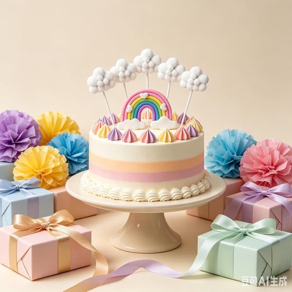 Regnbue Sky Kage Topper Sæt, 6 Stk Farverig Cupcake