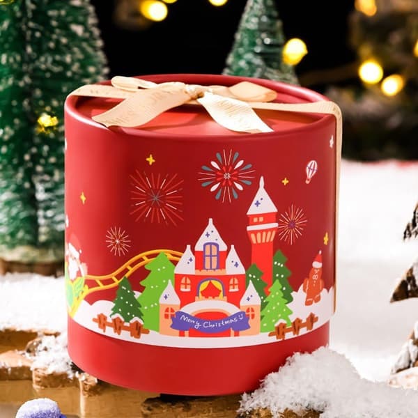 Christmas Candy Boxes, 2 Pieces Round Christmas Boxes Cookie Gift Boxes Bakery Candy Boxes Christmas Gift Boxes for Chocolate Cookies