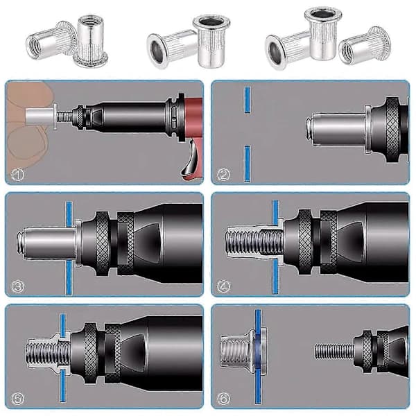 HA~60 Pieces 304 Stainless Steel M8 Rivet Nut Flat Head Blind Nut Threaded Rivet Rivet Nut for Threaded Insert Pliers