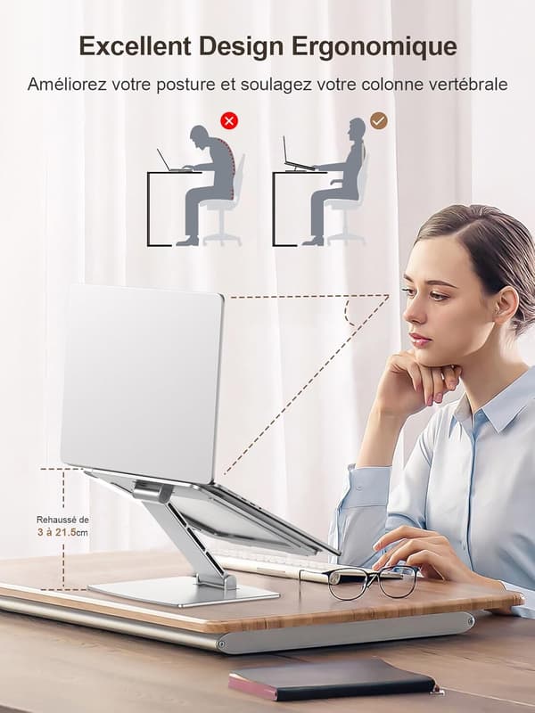 Bærbar computerstativ, hurtig afkøling, foldbart ergonomisk knæskrivebord, kompatibelt med MacBook Air Pro (10-16\")