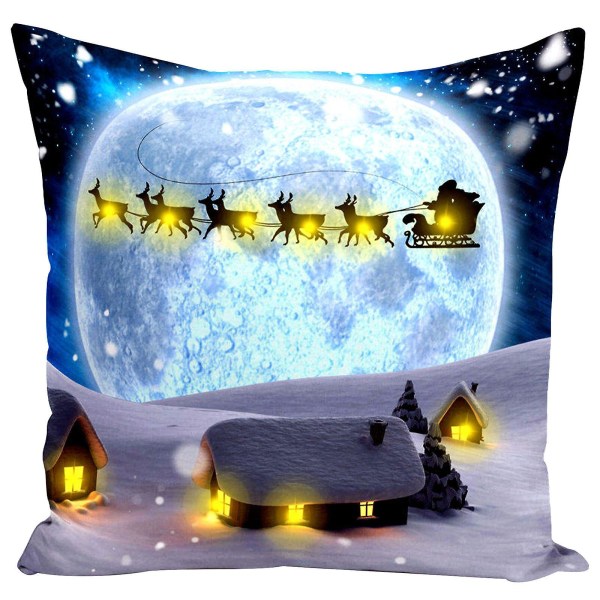 1pc Christmas Theme Led Pillow Cover Home Decoration Creative Pillow Cover45*45cm