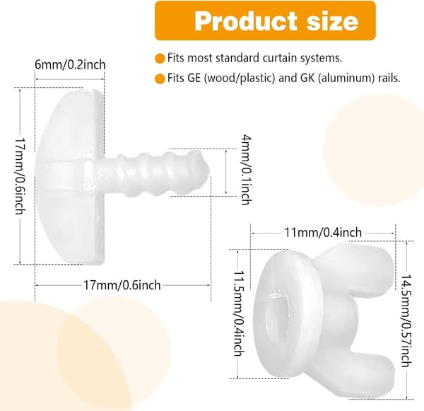 Intermediate stop for curtain rails, pack of 12 white, universal locking, curtain stop for rails, end stop