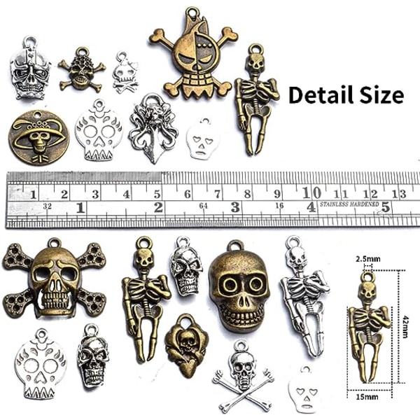 Tillbehör, Multistyle Skull Head Charm Skeleton Bone Pendant Steampunk Halloween Charms Hängen för DIY Halsband Armband