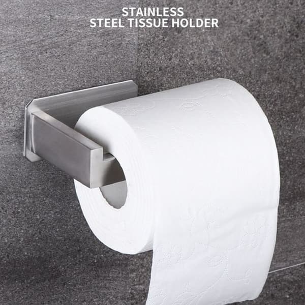 Selvklæbende toiletpapirholder i rustfrit stål, toiletpapirholder, håndklædeholder, sort