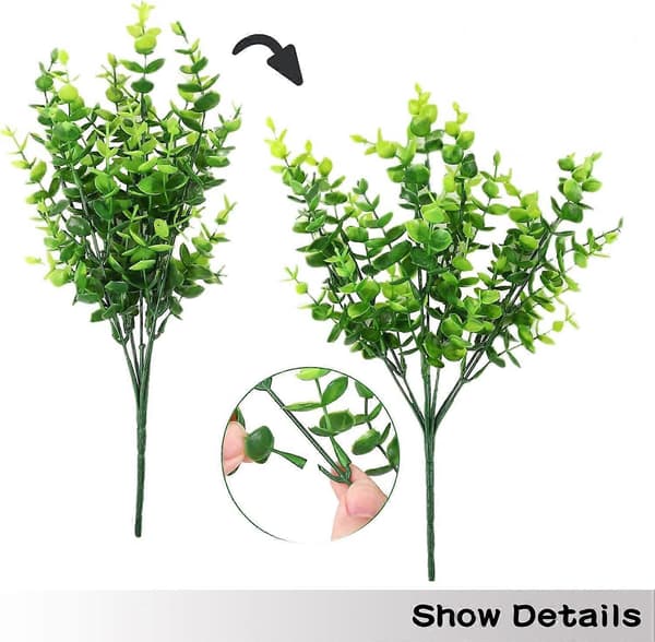 Artificial Grass, 5-pack UV-resistant Artificial Outdoor Plants Artificial Flowers for Balcony, Green