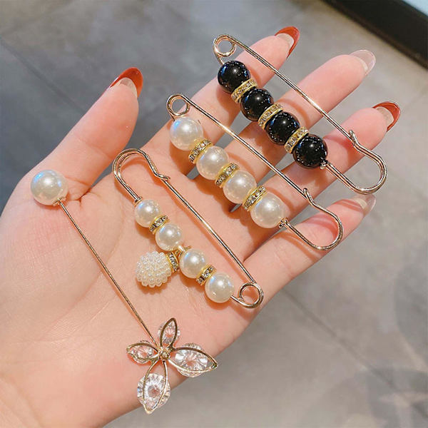 4 kpl Anti-light Pearl Brooch Elegant Diamond-encrusted Pin Vyötärö Solki Meal Prep Container Meal Cont