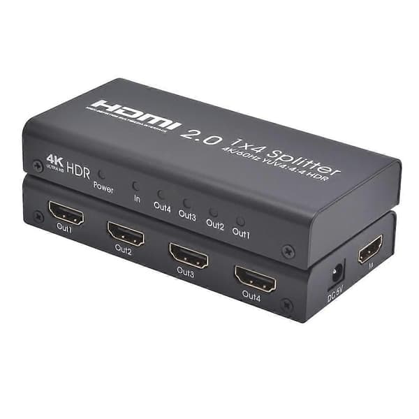 AYS-14V20 HDMI 2.0 1x4 4K Ultra HD Switch Splitter (Sort) Sort Svart
