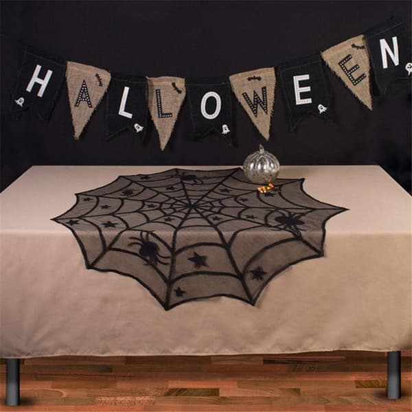 Halloween Sæt Spøgelsesfestival Spids Spindelvæv Sort Spids Rund Spi