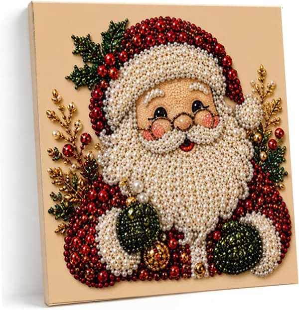 Perle- og diamantmalingssæt til jul, DIY-sæt med perlekunst til voksne — Julemanden SantaClaus