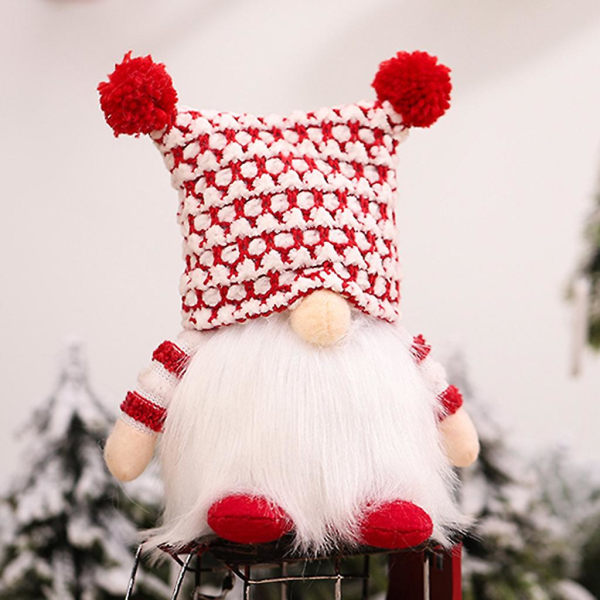 RedLight Christmas Gnome Santa Svensk Tomte Gnome Nordic Scandinavian Elf Batteridrevet vinterbordplade juledekorationRød
