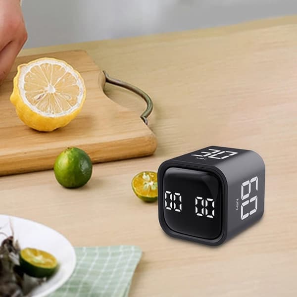 Pomodoro Timer Terning Med Vibration Og Lydstyrkekontrol Til Skrivebordsstudier Arbejde 5 10 30 60 Min Sort