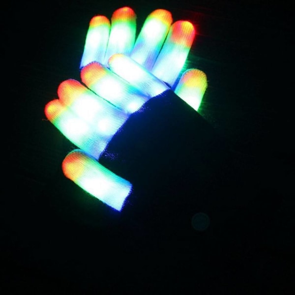 2-osaiset LED-käsineet lapsille, teini-ikäisille ja aikuisille, pimeässä hehkuvat neon-LED-käsineet, 3 väriä