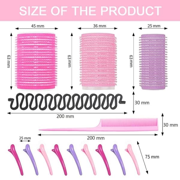 25-pack Hårrullar, Clips, Kam med Delare, Hårrullare Papiljotter