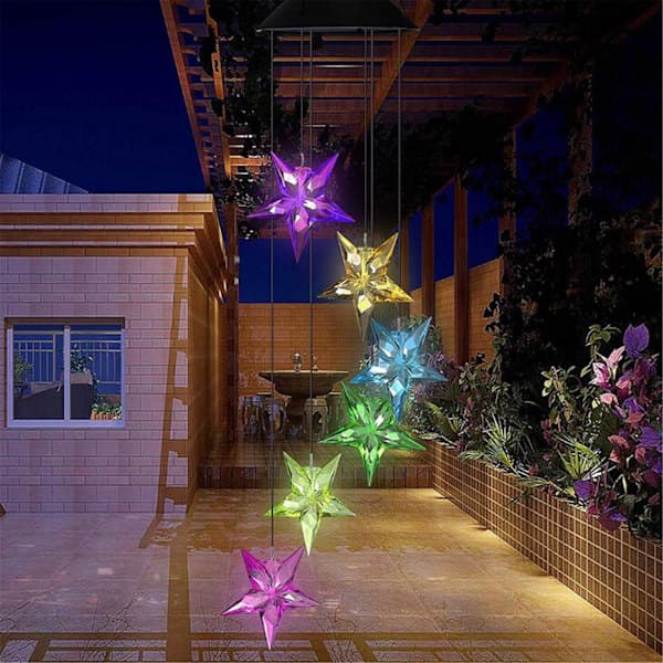 Solar Powered Wind Chime Color Changing Wind Chime Waterproof Hanging