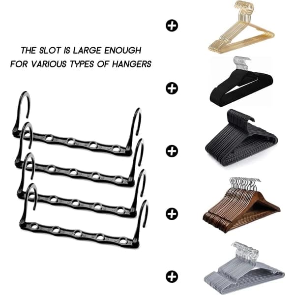 Space Saving Hangers, 10 Pcs Magic Hangers, Space Saving, Magic Clothes Hangers, Space Saving Hangers for Clothes - Black
