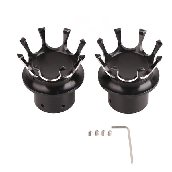Front Axle Covers Distinctive Crown Styling CNC Aluminum Alloy for Motorcycle Modification Black Chrome