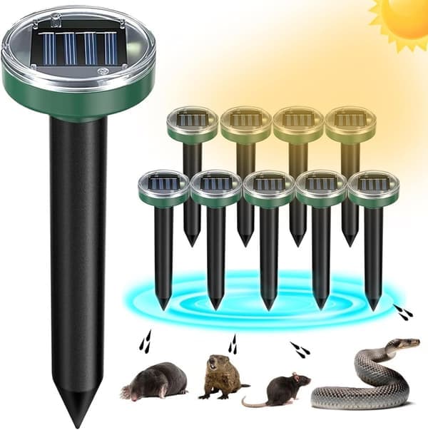 Solar-powered vibrating mouse repellent - Keep mice, voles, and moles away from your garden - 10-pack
