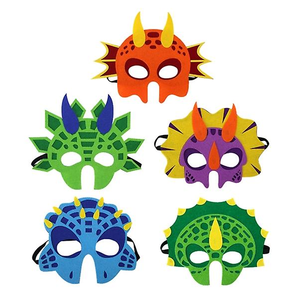 5 st Kids Mask Filt Dinosaur Mask Barn Dinosaur Mask Kids Cosplay Mask Mask Dinosaurie