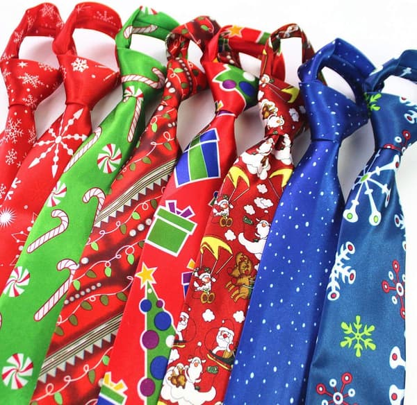Christmas Men's Tie Santa Snowman Pattern Tie (4-pack)