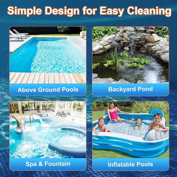 Pool Cleaning Tool with Suction and Brush, Pool Cleaner with Telescopic Pole, Pool Cleaning and Scrubbing Tool