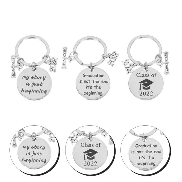 3 stk. Student Gaver Klasse 2021 Nøgleringe Håndtaske Charms Pung Charm Nøglering 2022 Graduation Party R Silver 6x3cm