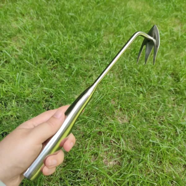 1 stk. håndukrudtsfjerner i rustfrit stål, 34,5 cm, ukrudtsrive, manuel ukrudtsfjerner, haveredskab