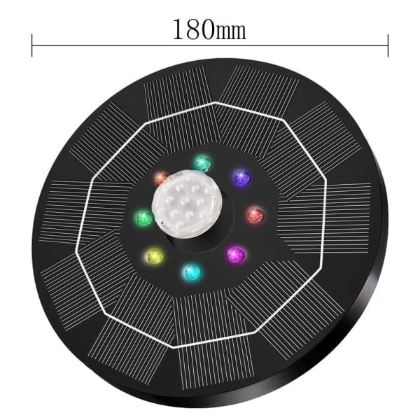 Solarfontæne med 8-farvet LED-lys, 3,5W Solarfontænepumpe