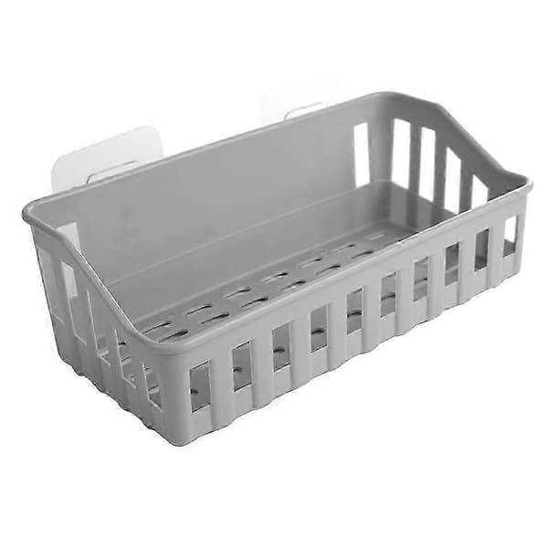 Drillfritt förvaringsställ Badrum Kök Duschhylla Korg Sugpropp Organizer (grå)_tfrf