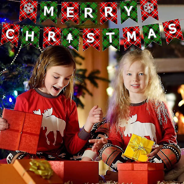 Glædelig Jul Flag Garland Banner Glædelig Jul Dekorationer Julepynt Julemanden Juletræ Glædelig Jul Alfabet Til Indendørs