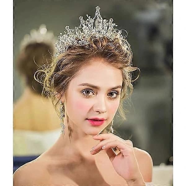 Gylden prinsessekrone, strasskrystal, gudinde, dronning, julekostume, rollespil, bryllupsdans konkurrence p