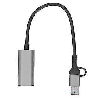 USB 3.0 Type C Ethernet-adapter - 1000 Mbps Plug and Play-hub til bærbar computer, stationær computer og telefon
