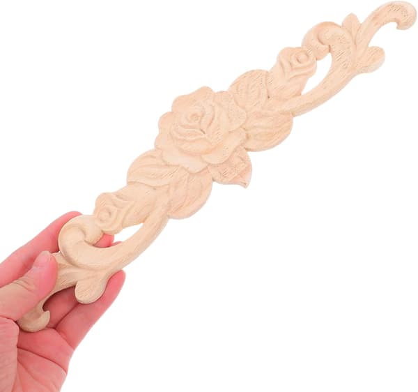 2 stk træskårne onlays applikationer elegant design khaki håndskåret
