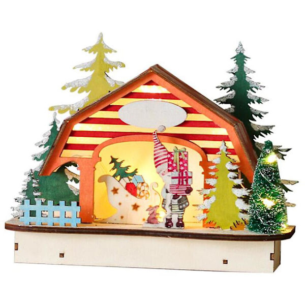 Julelys Lille Hus Julemand Dukke Figur Hut LED Lys Julepynt