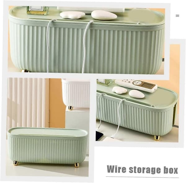 Desktop Cable Organizer Box - Large Capacity Cable Management Container, Stylish Design, Tangle-Free Power Cord Protector