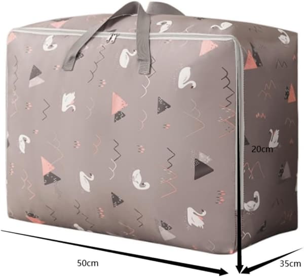 Foldable Storage Bag for Clothes with Handles, Storage Container, Storage Box, Grey Swan, Size: 50 * 35 * 20 cm