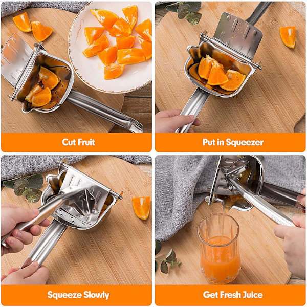 Ægte Rustfrit Stål Citronpress Citrus Juicer Håndpres Heavy Duty Manuel Pres Saft Ekstraktor Maker Orange Lime