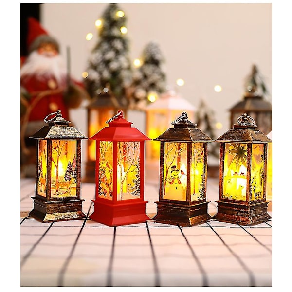 Julepynt Lys Vintage Julstearinlys Med Led Julenissen Elg Snømann Elg