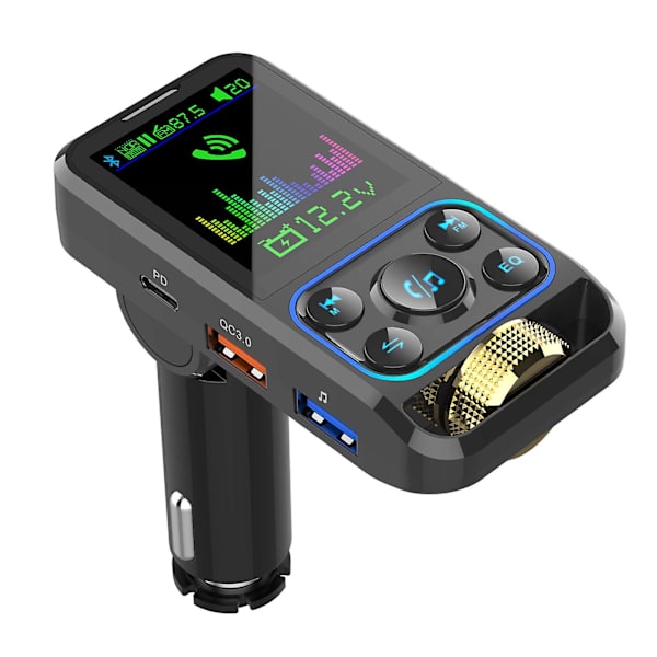 Auton MP3-soitin Sytytin U-levy Kortti Bluetooth Handsfree Puhelin Suuri Näyttö USB/PD Nopea Lataus