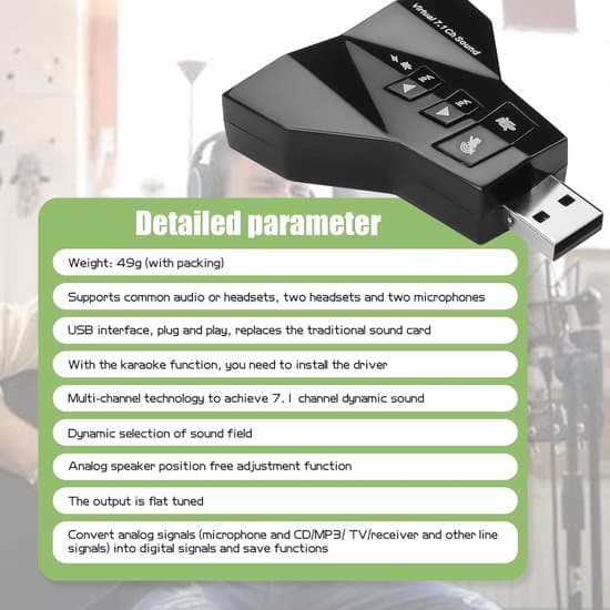 Eksternt USB-lydkort med 4 porter, ekstern lydkort-stereoadapter for Windows og Mac, Plug and Play, ingen drivere nødvendig, for PS5, PS4, USB-lyd