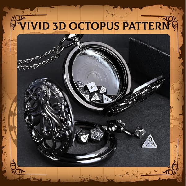 Mini DND Tärningsset med Fickursfodral, 7 st Polyedriska Metalltärningar Perfekt för Dungeons and Dragons Presenter, MTG, R