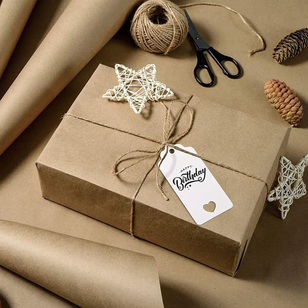 100 stk Kraftpapirlapper med gavelapper for bryllup julefestdekorasjon