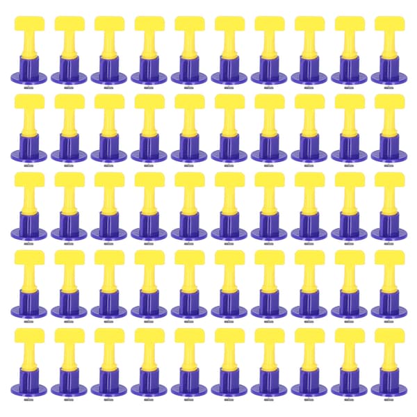 50-pack Tile Leveling System Kit Floor Spacer Tool Set with Wrench Home Blue Yellow