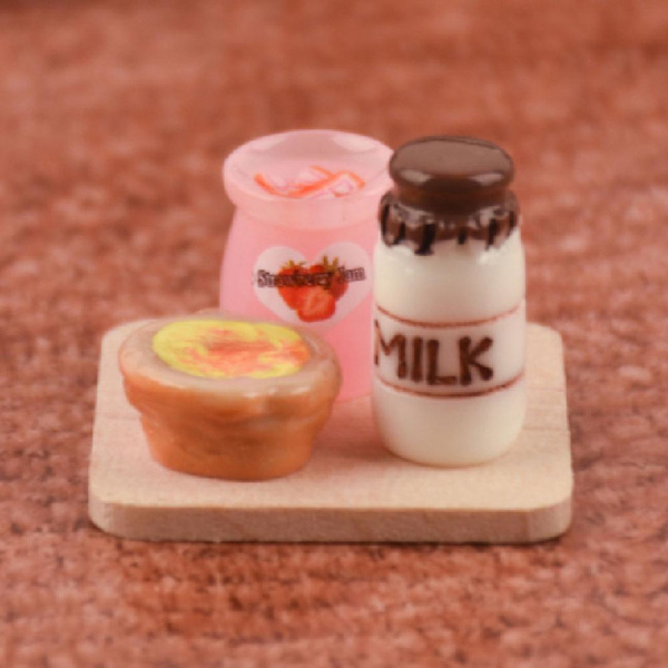 3 stk. 1/12 Simuleret Mad Legetøj Kunstig Marmelade Mælk Model Foto Layout Rekvisitter Træpynt Fo 3*3*3cm