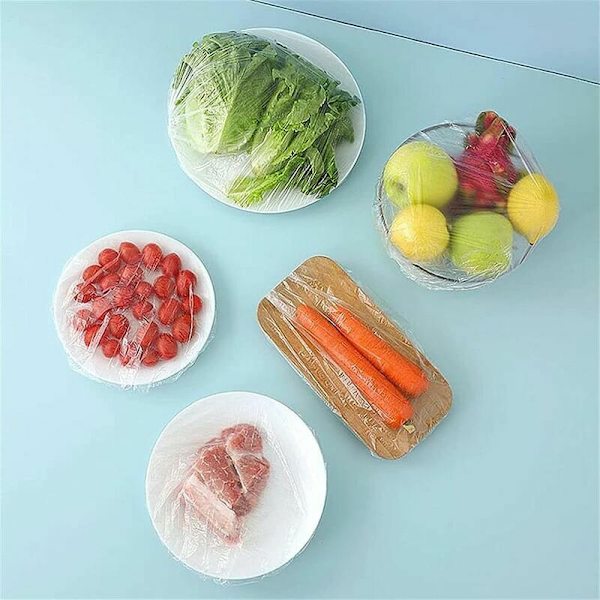 100 stk Matdeksler Transparent Plast Elastisk Strekk Matdeksler Gjenbrukbar Matstrekkfolie Beskytt Grønnsaker Frukt Kjøleskap Oppbevaring