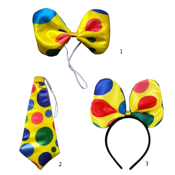 Cirkusfluga Polka Dot Clown Slips Clown Fluga Polka Dot Rosett Pannband Huvudbåge