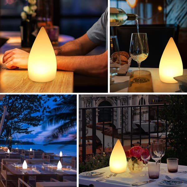 Rechargeable Wireless LED Desk Lamp, Drop-shaped Sauna Lamp, Decorative Outdoor Night Light (with Remote Control) D11*H20cm D11*H20cm
